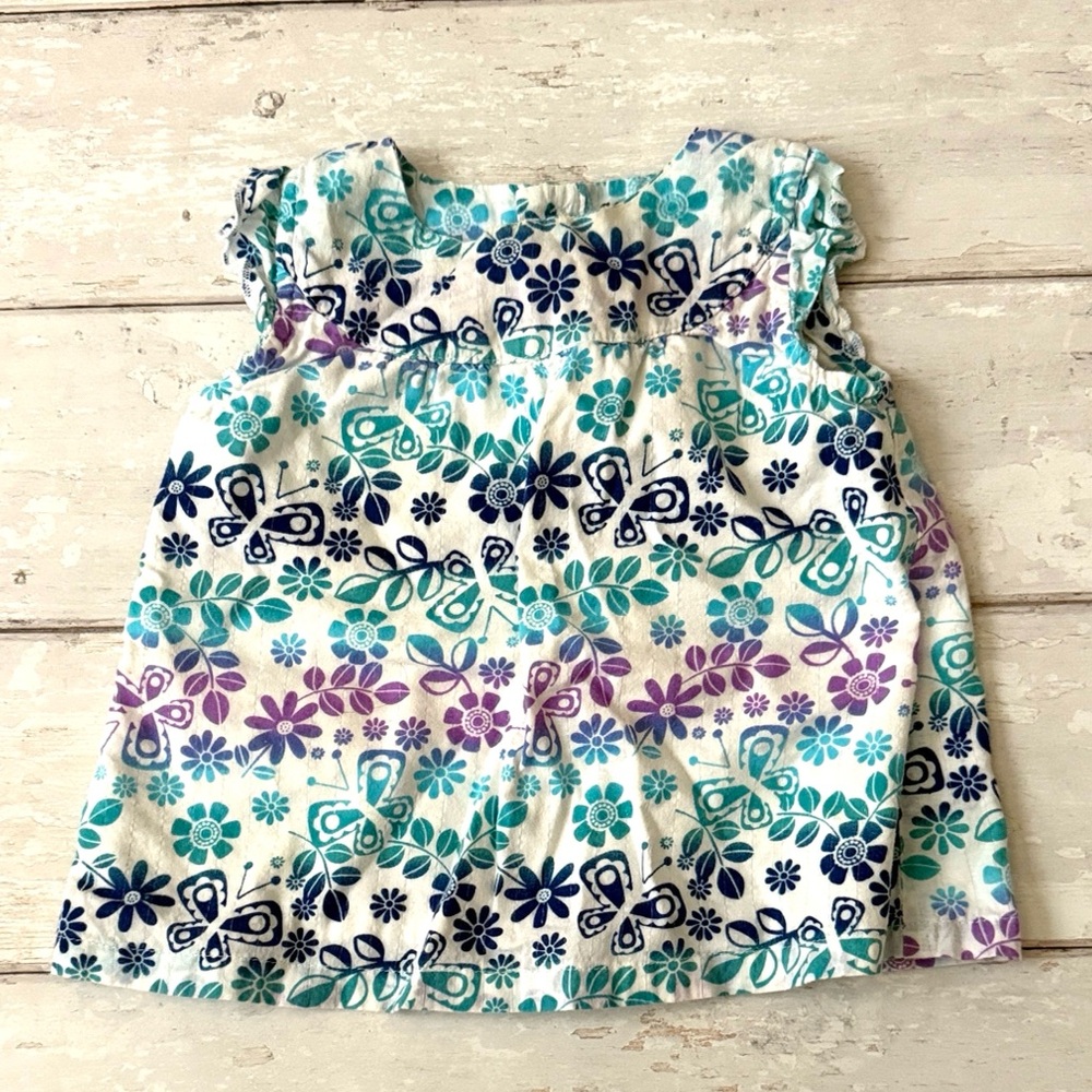 Baby Girl 12m Butterfly Flower Print Tank Top Shirt Sonoma Kids Brand